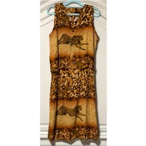 Magic ladies 2X (more like L/XL)Cheetah sleeveless dress with overlay vest front